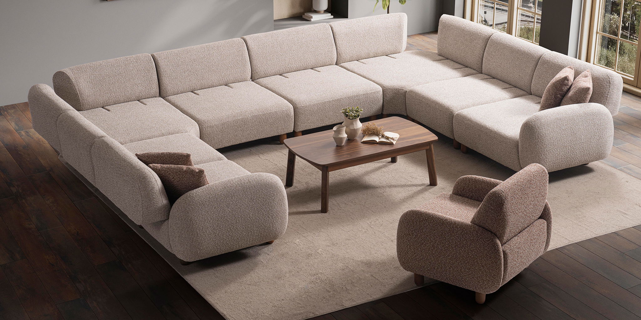 Moon Köşe Koltuk Takımı Krem