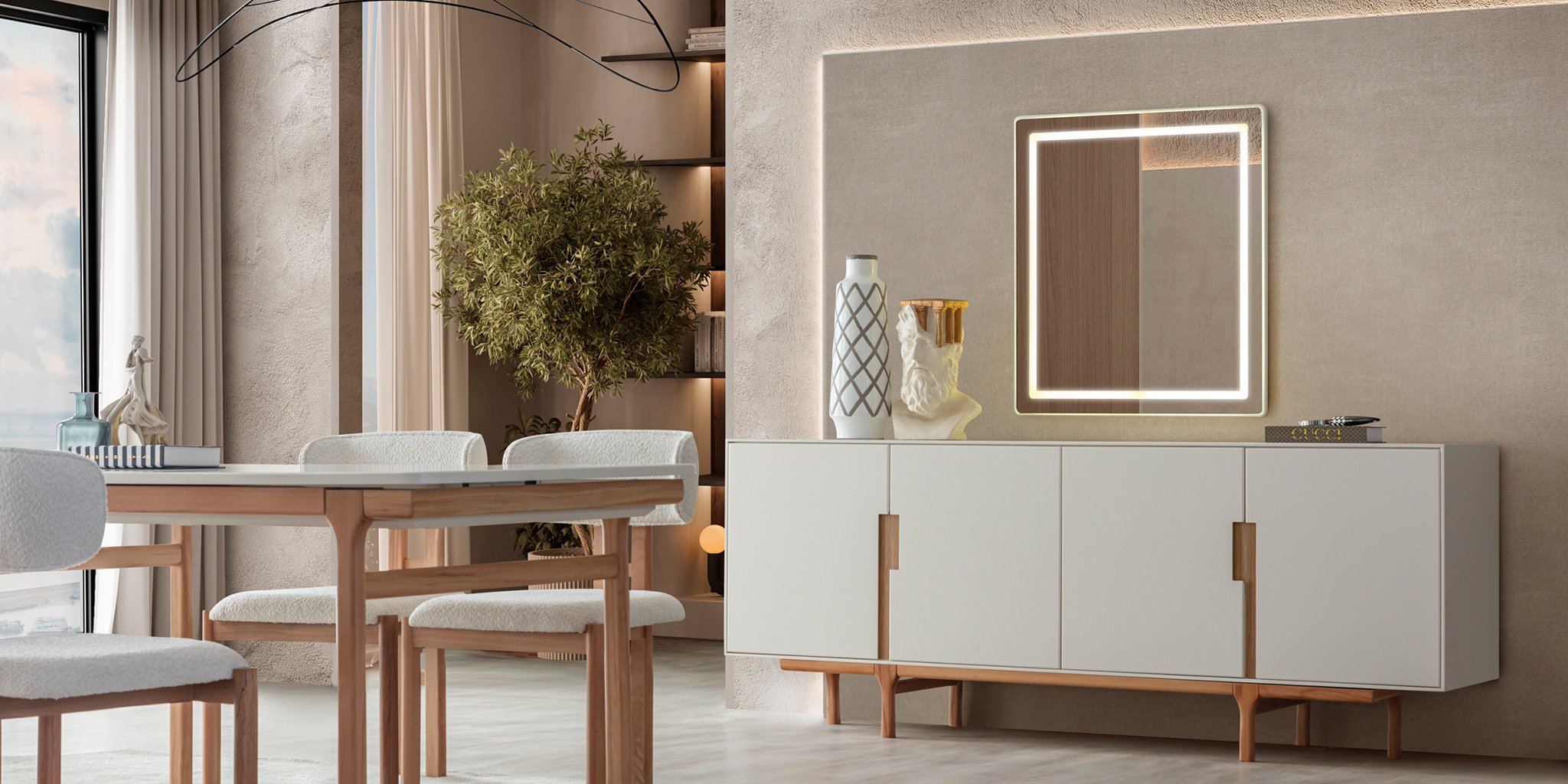 Aura Yemek Odası Takımı Natural