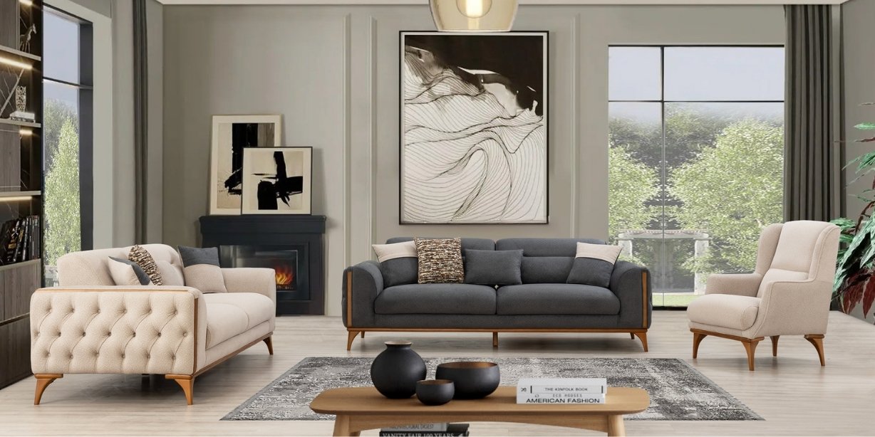 Monza Koltuk Takımı Ahşap Klapalı