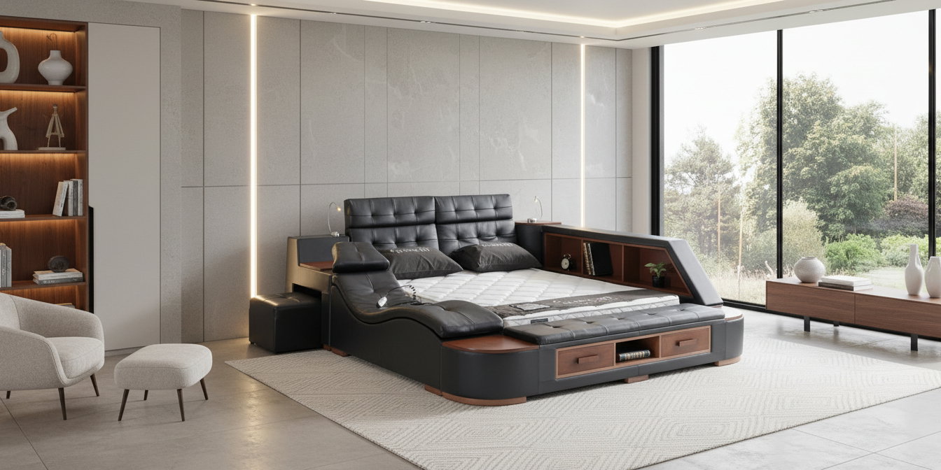 Lüxe Life Antrasit Karyola - İnegöl Mobilya