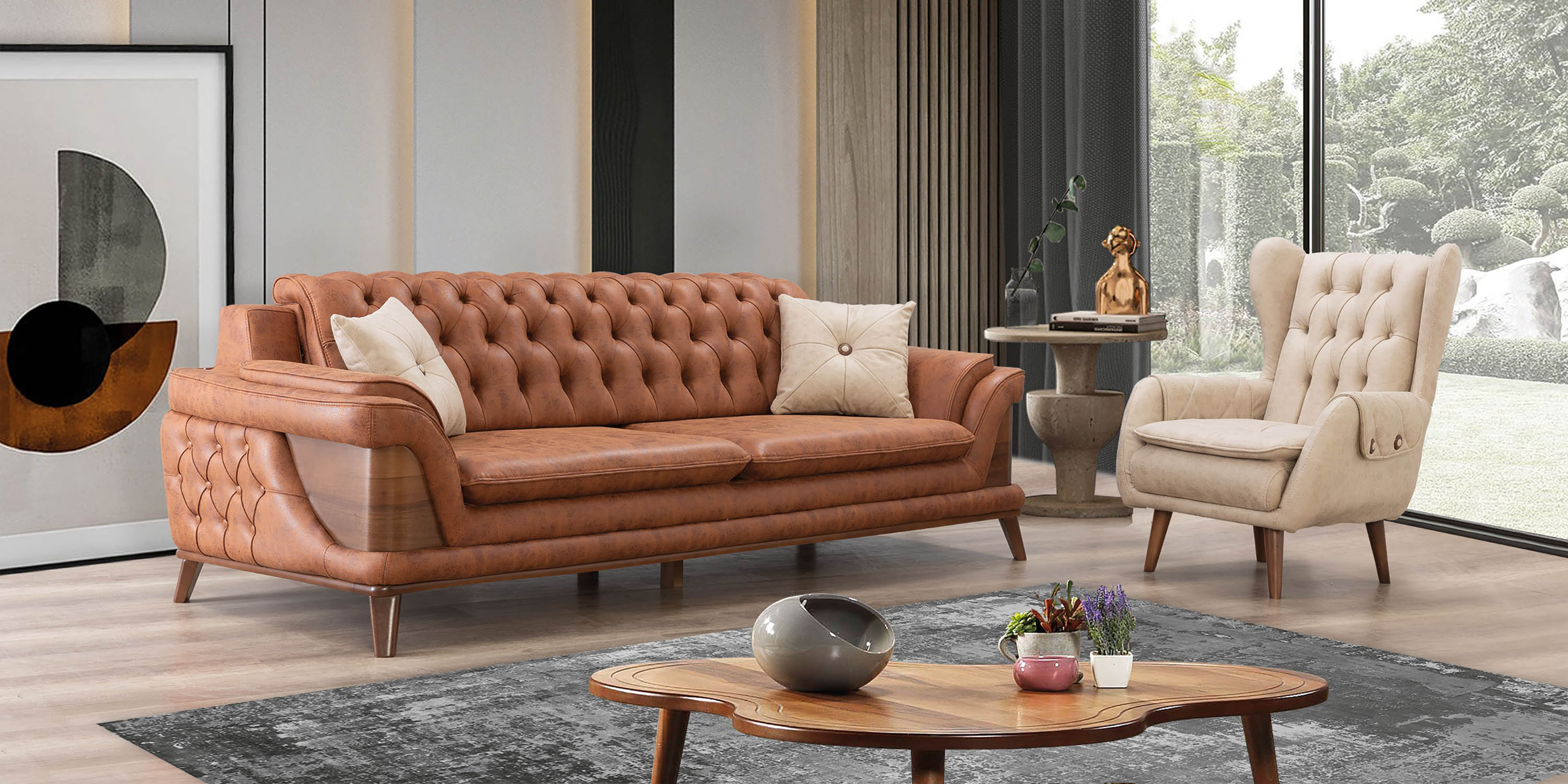 Deniz Koltuk Takımı Krem-Kiremit