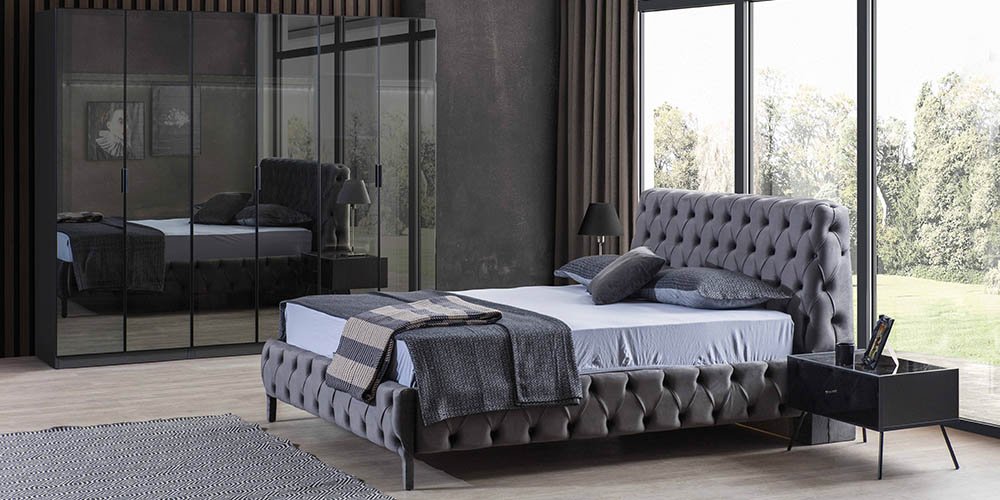 Bronze Yatak Odası Takımı Antrasit 6 kapı