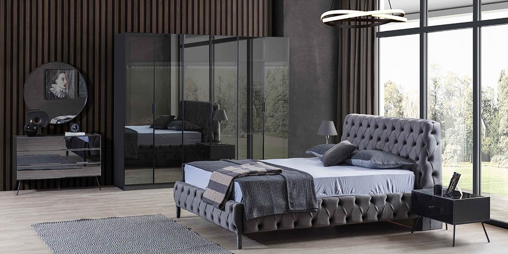 Bronze Yatak Odası Takımı Antrasit 6 kapı