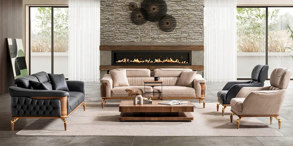 Dubai Koltuk Takımı Krem