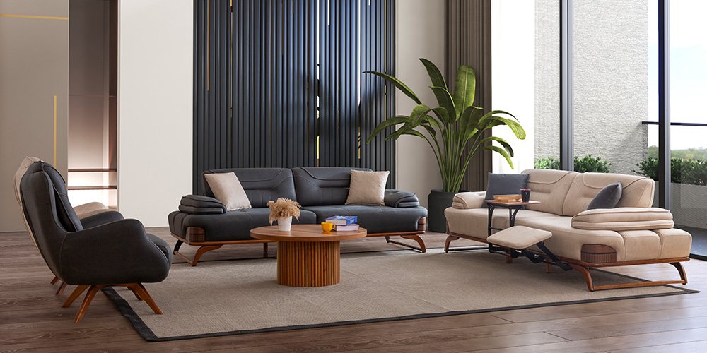 Jaguar Koltuk Takımı Antrasit-Krem