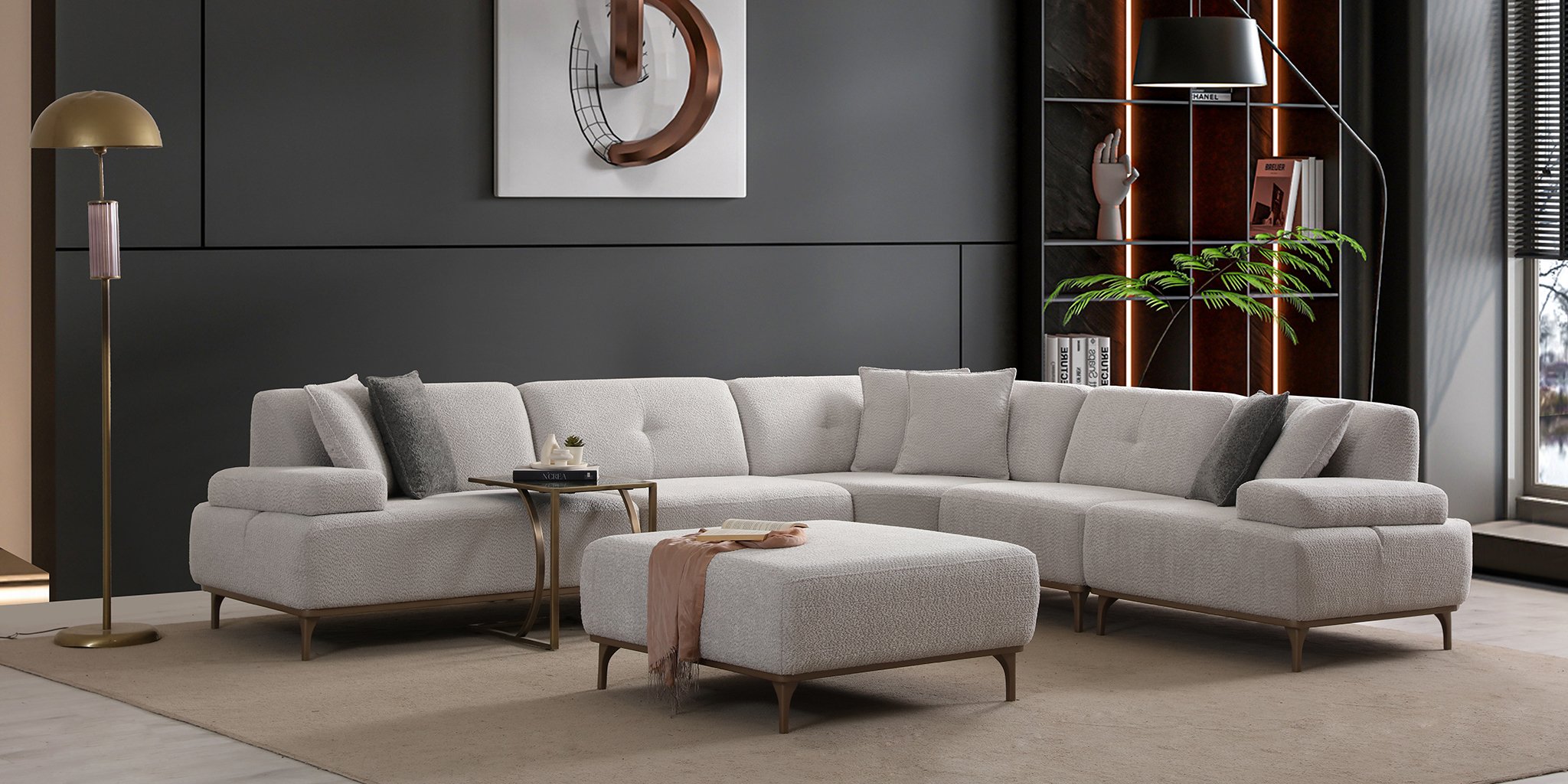 Lina Köşe Koltuk Takımı Gri