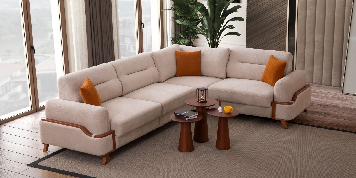 Resital Krem Köşe Koltuk Takımı