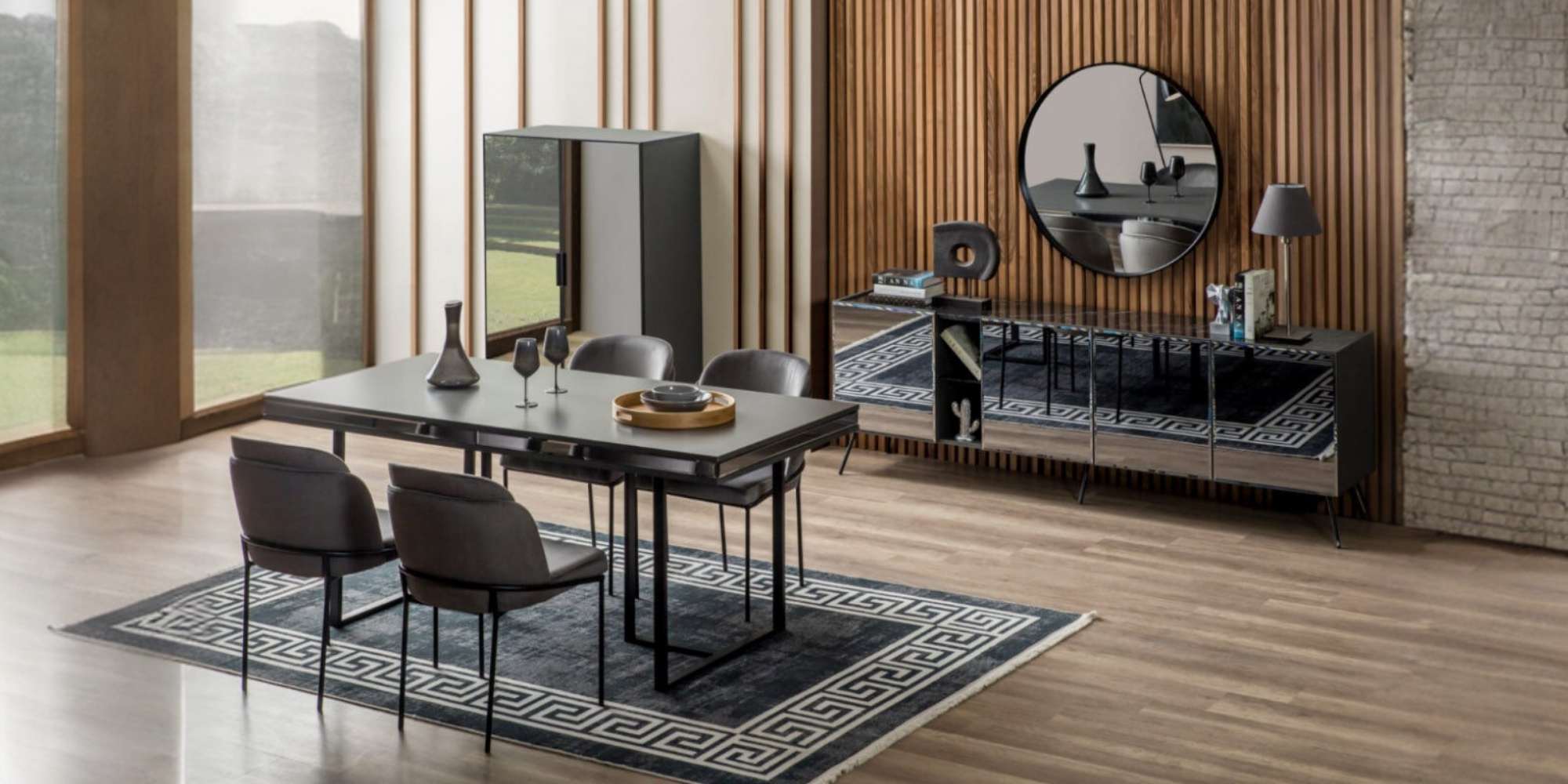 Bronze Yemek Odası Takımı Antrasit