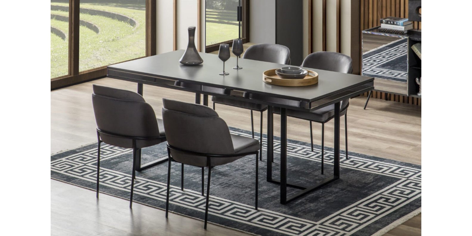 Bronze Yemek Odası Takımı Antrasit