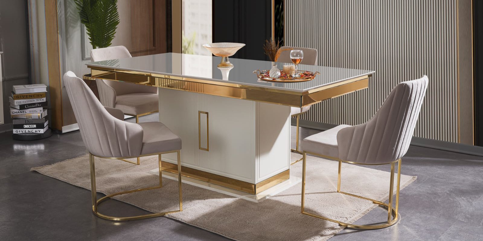 Majeste Yemek Odası Takımı Gold Aytaşı