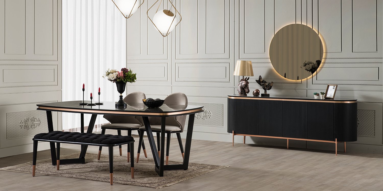 Tesla Yemek Odası Takımı Metal