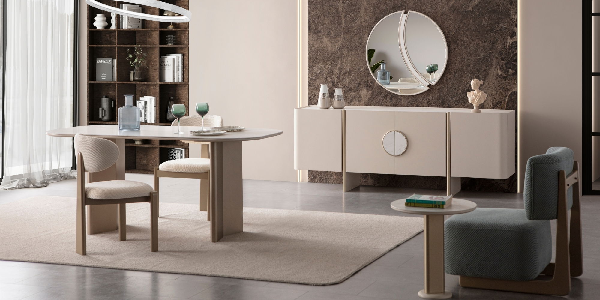 Lusso Yemek Odası Takımı Mermer