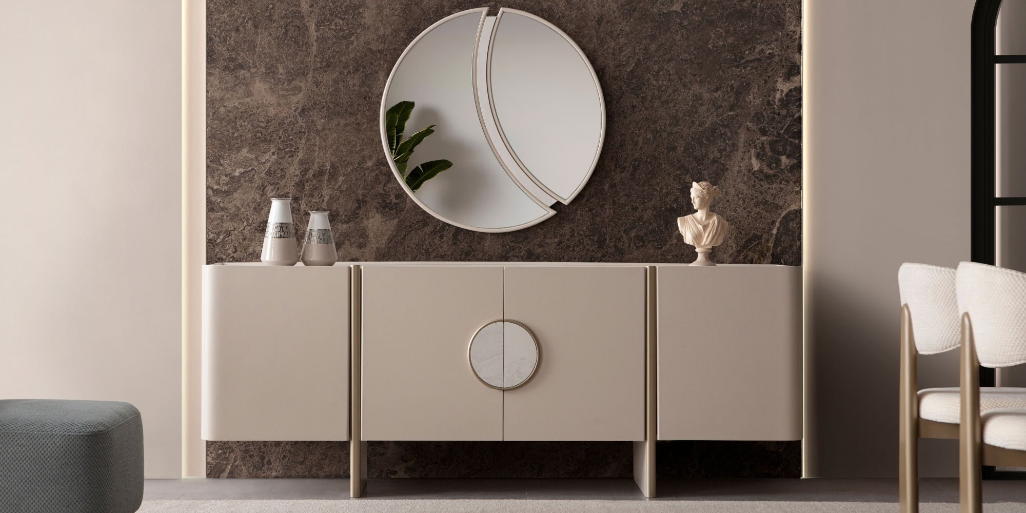 Lusso Yemek Odası Takımı Mermer