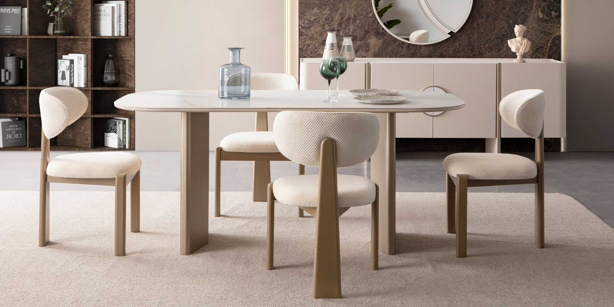 Lusso Yemek Odası Takımı Mermer