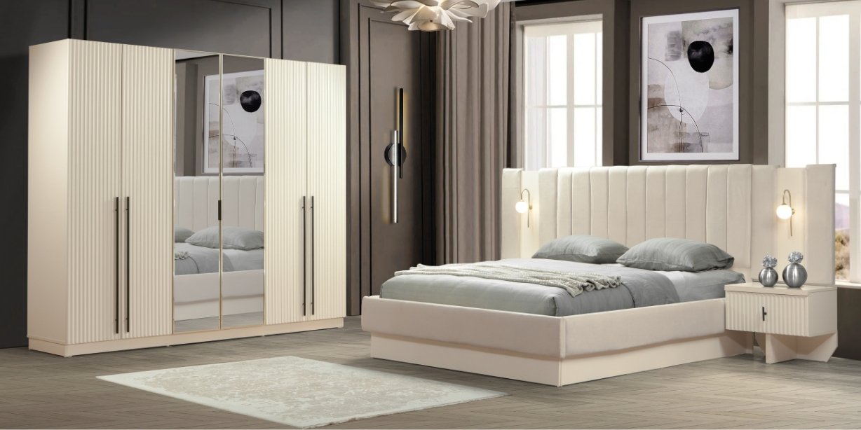 Asel Yatak Odası Takımı Siyah Detaylı