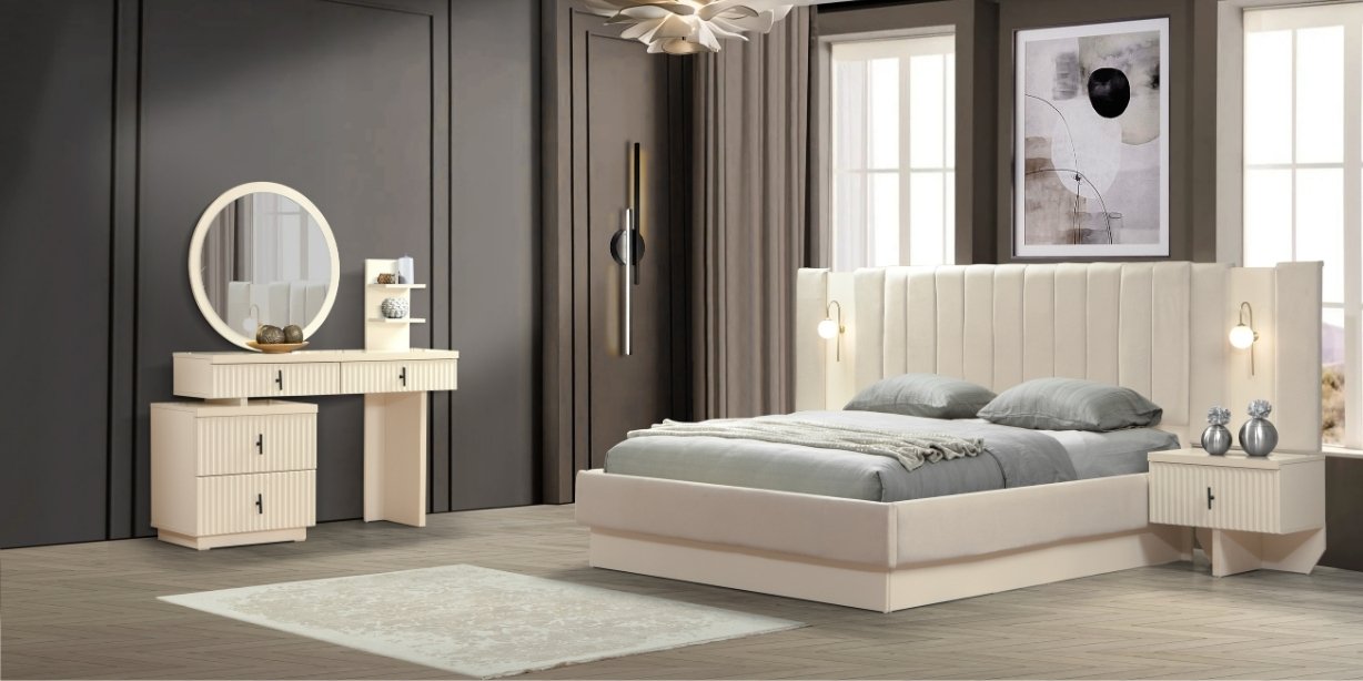 Asel Yatak Odası Takımı Siyah Detaylı