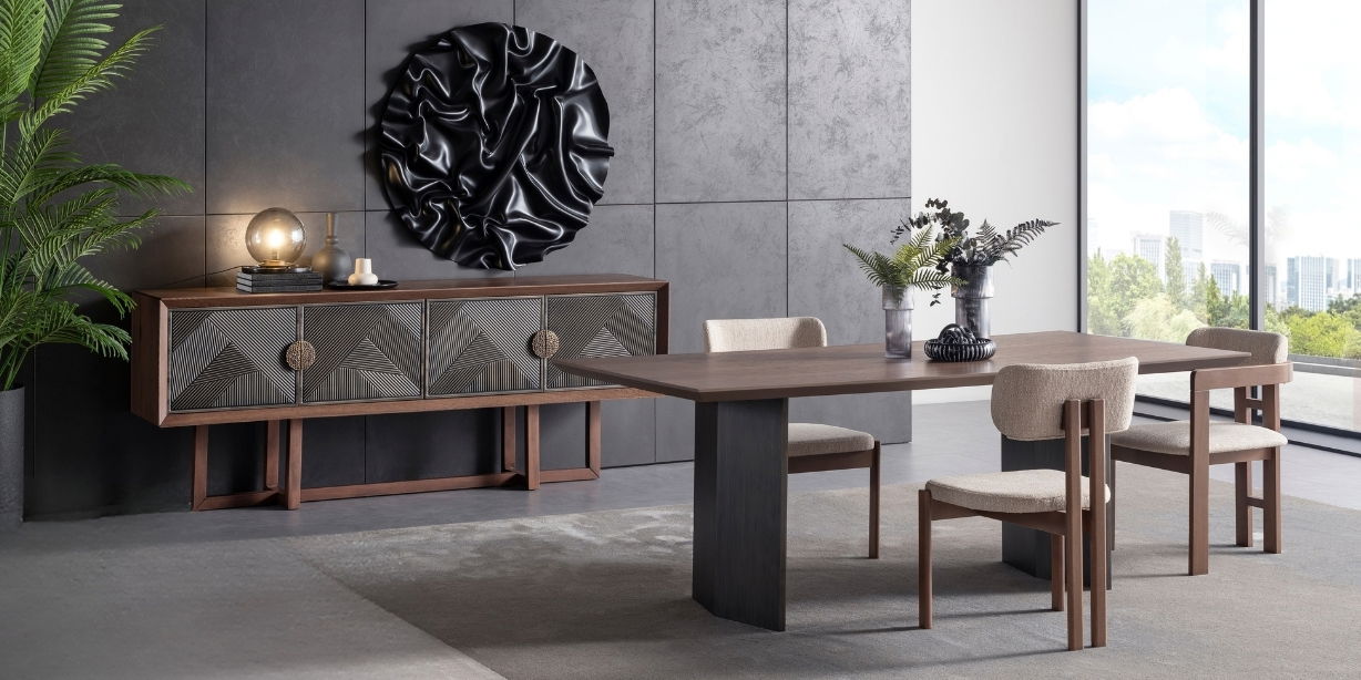 Cross Ceviz Yemek Odası Takımı