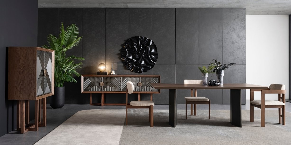 Cross Ceviz Yemek Odası Takımı