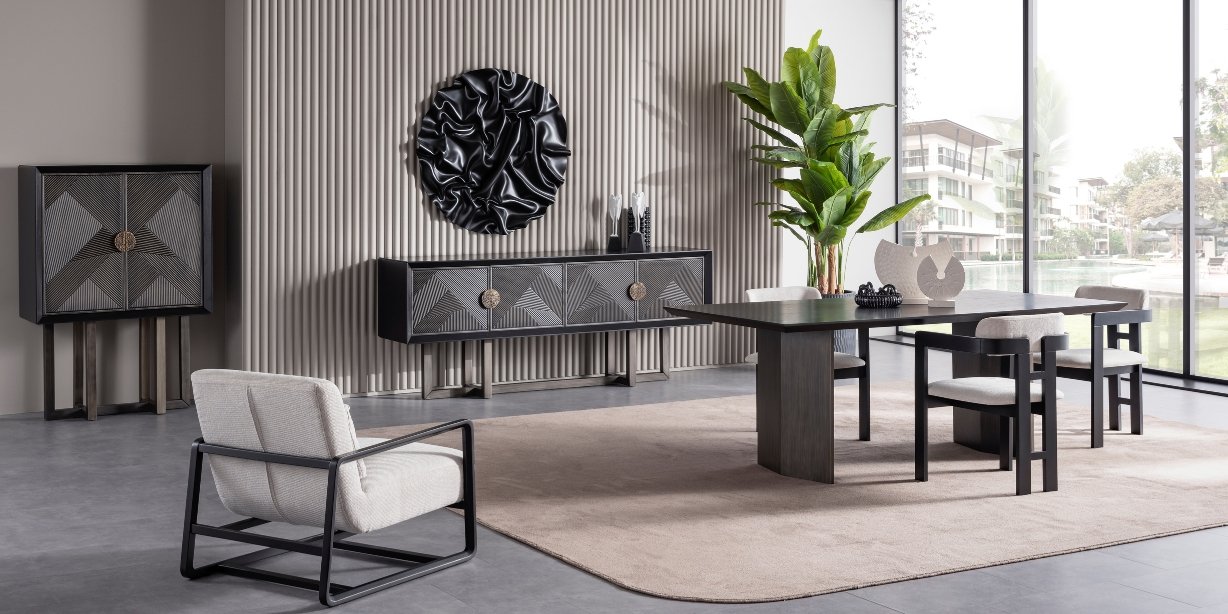 Cross Siyah Yemek Odası Takımı