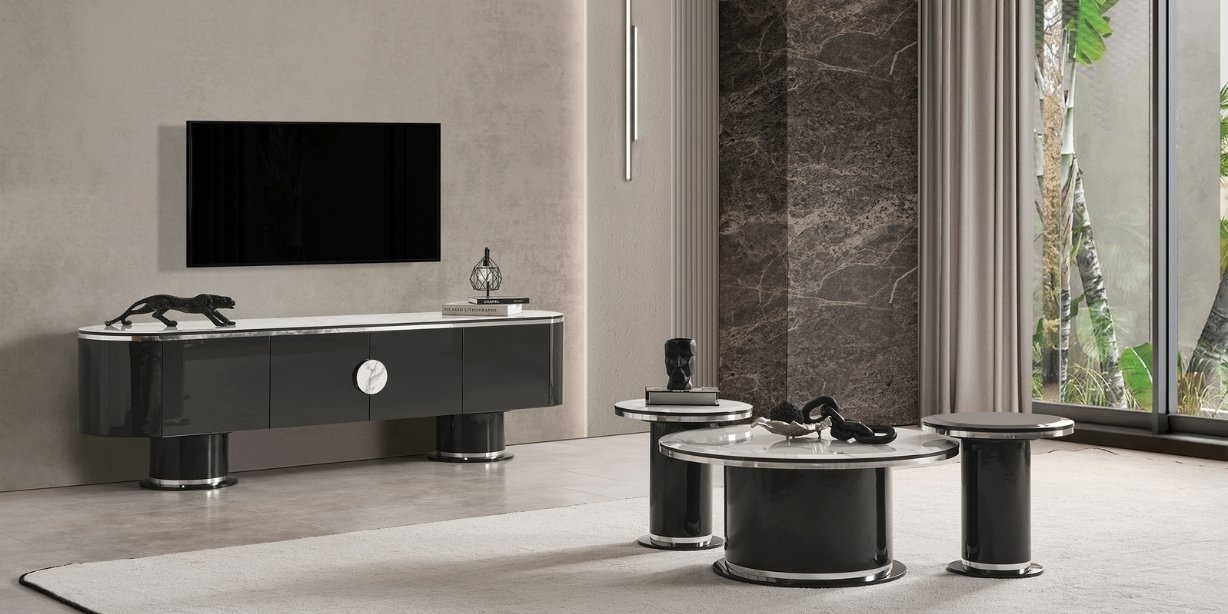 Cartier Antrasit Yemek Odası Takımı