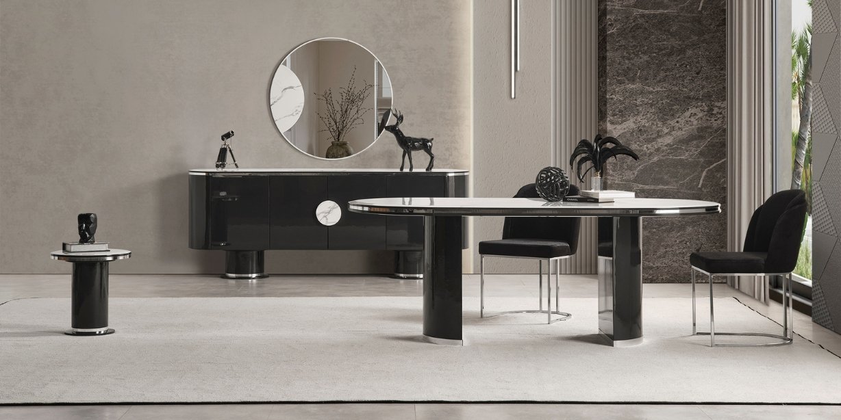 Cartier Antrasit Yemek Odası Takımı