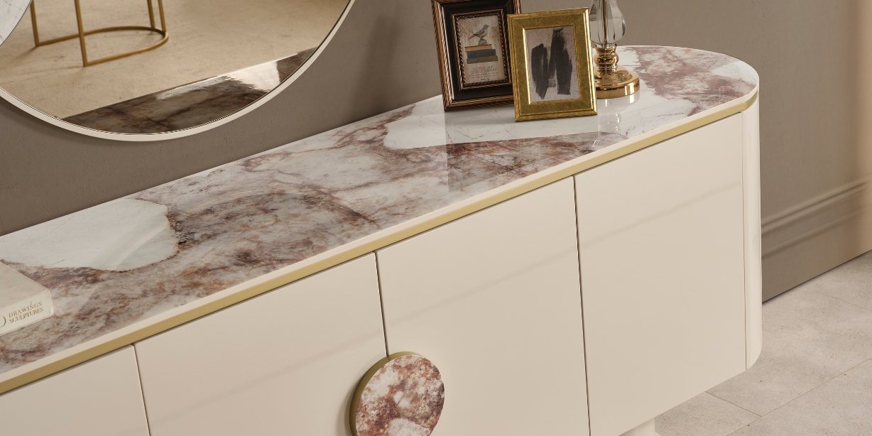 Cartier Krem Yemek Odası Takımı