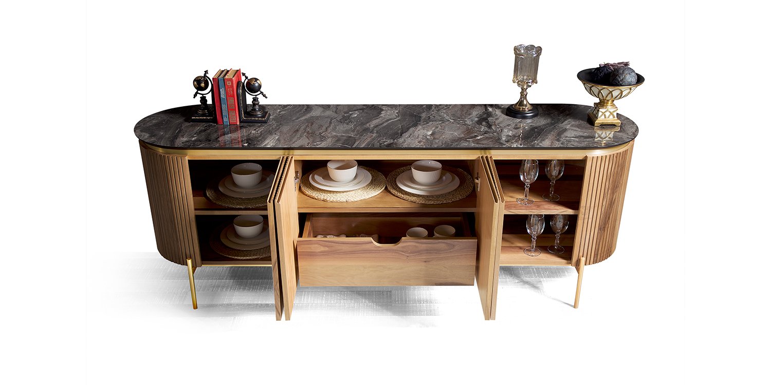 Tesla Yemek Odası Takımı Metal