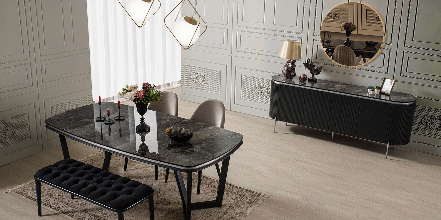 Tesla Yemek Odası Takımı Metal