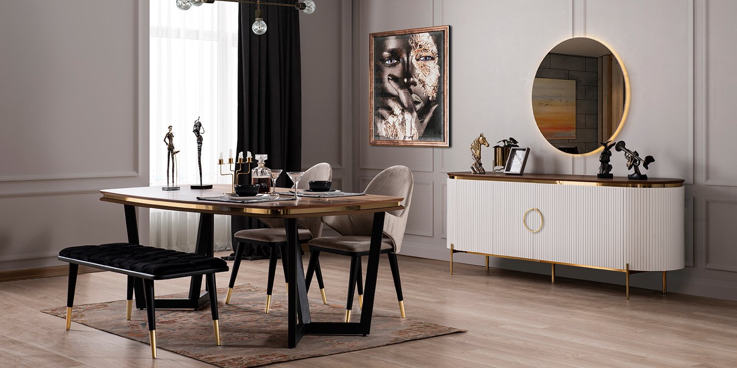 Tesla Yemek Odası Takımı Metal