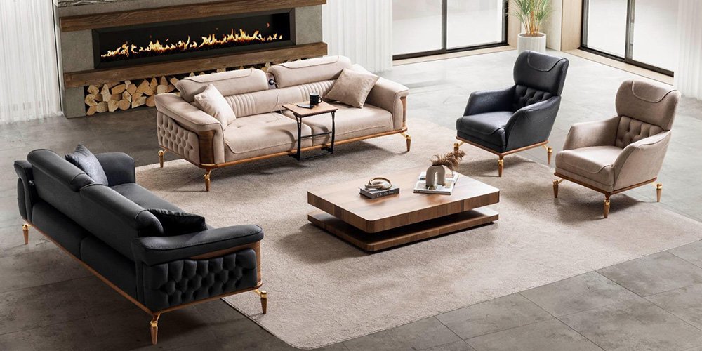 Dubai Koltuk Takımı Krem