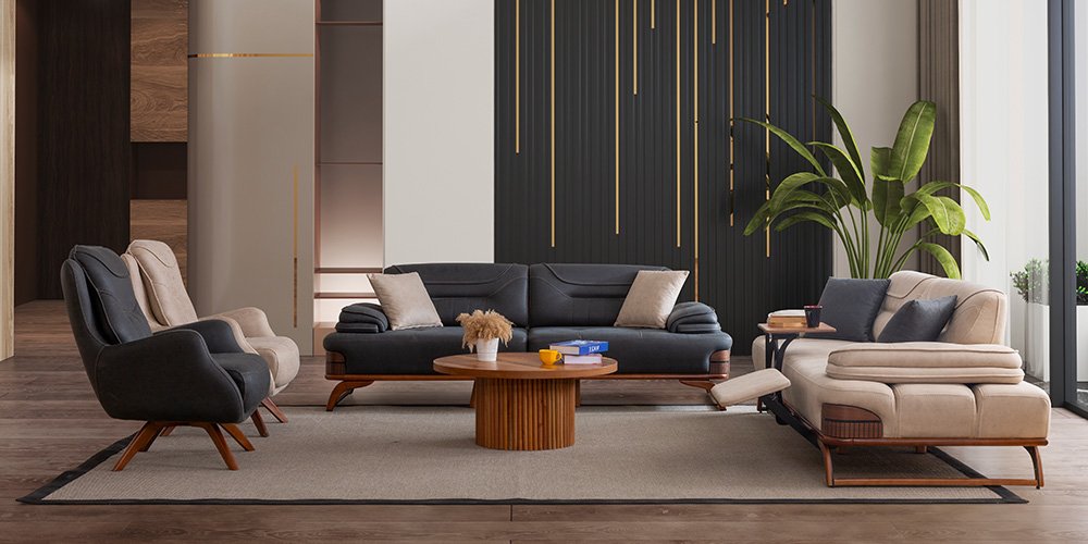 Jaguar Koltuk Takımı Antrasit-Krem