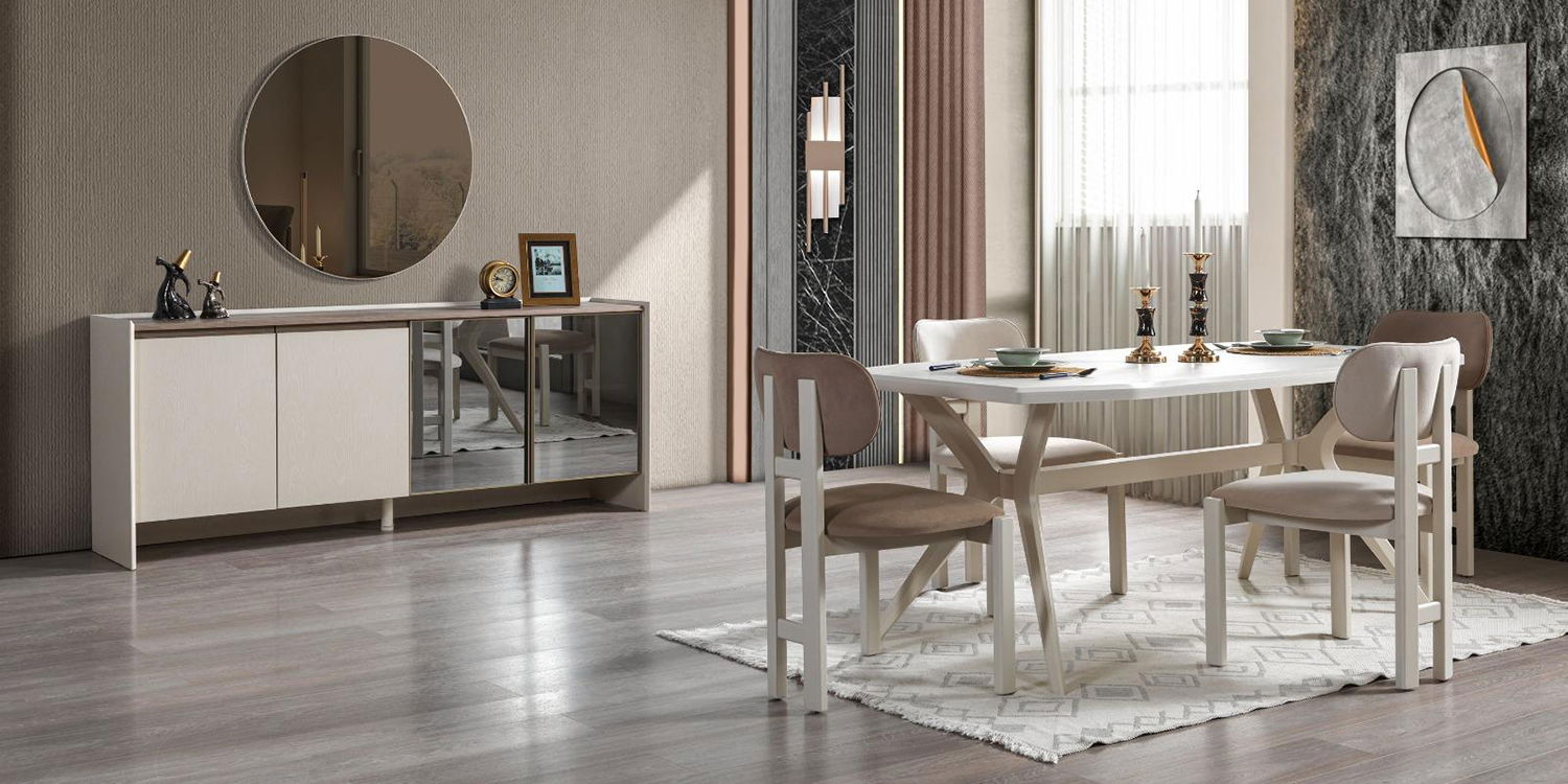 Asya Yemek Odası Takımı Ekru