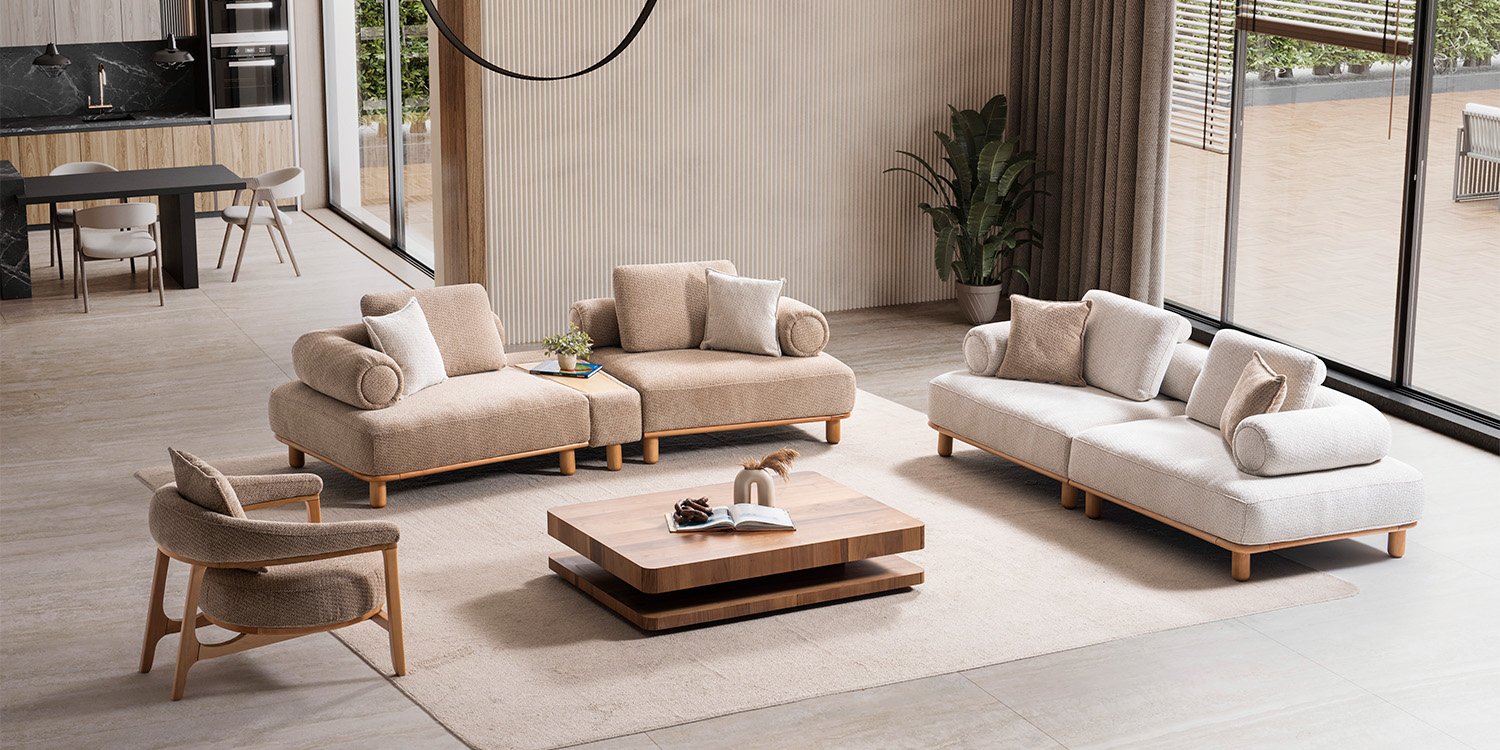 Bambu Koltuk Takımı Krem