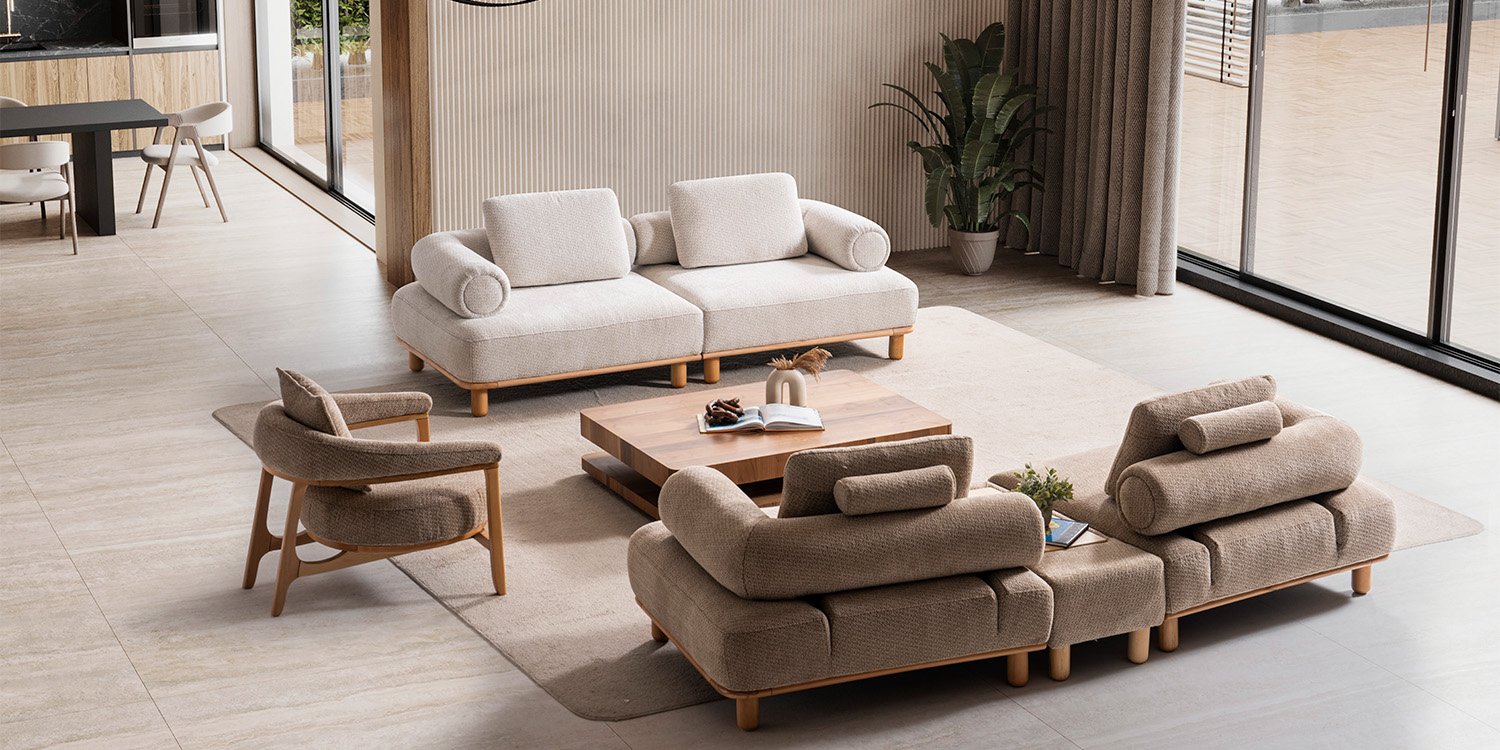 Bambu Koltuk Takımı Krem