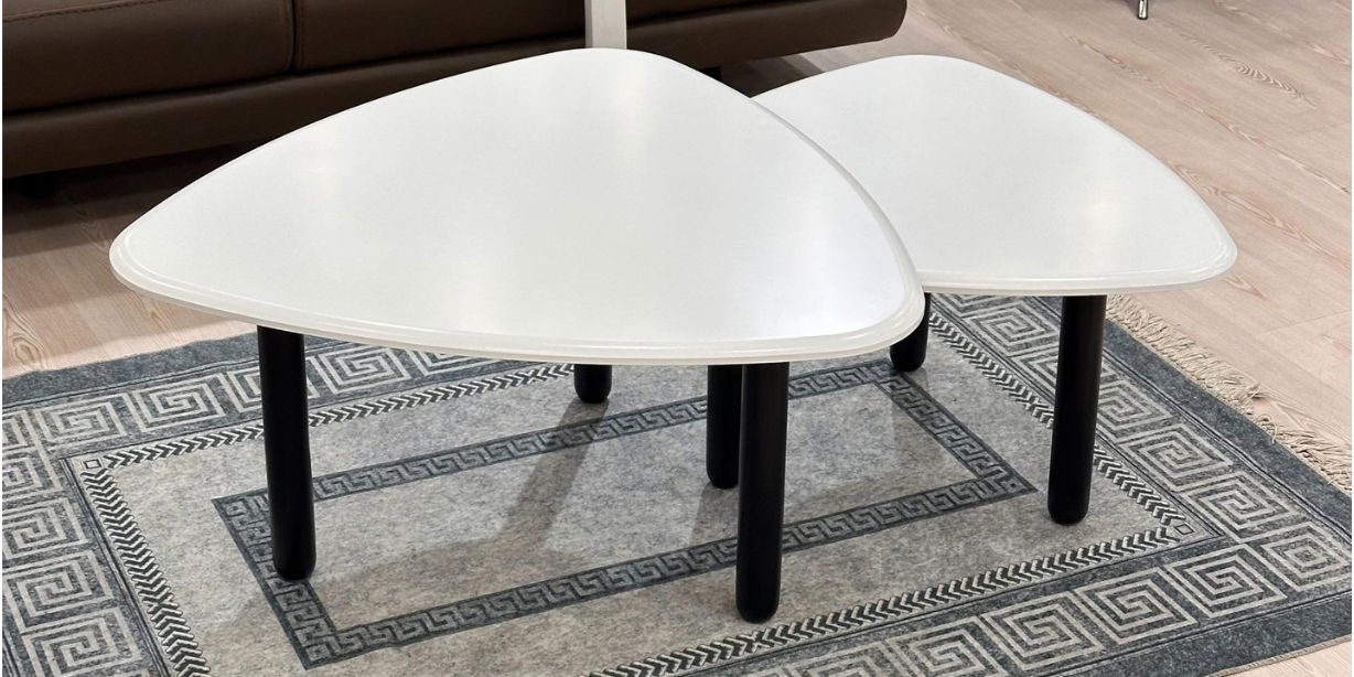 Delta İkili Orta Sehpa Siyah Beyaz