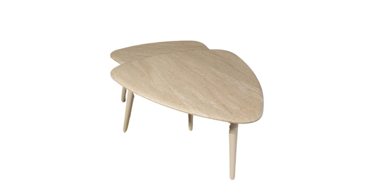 Delta Traverten İkili Sehpa Seti