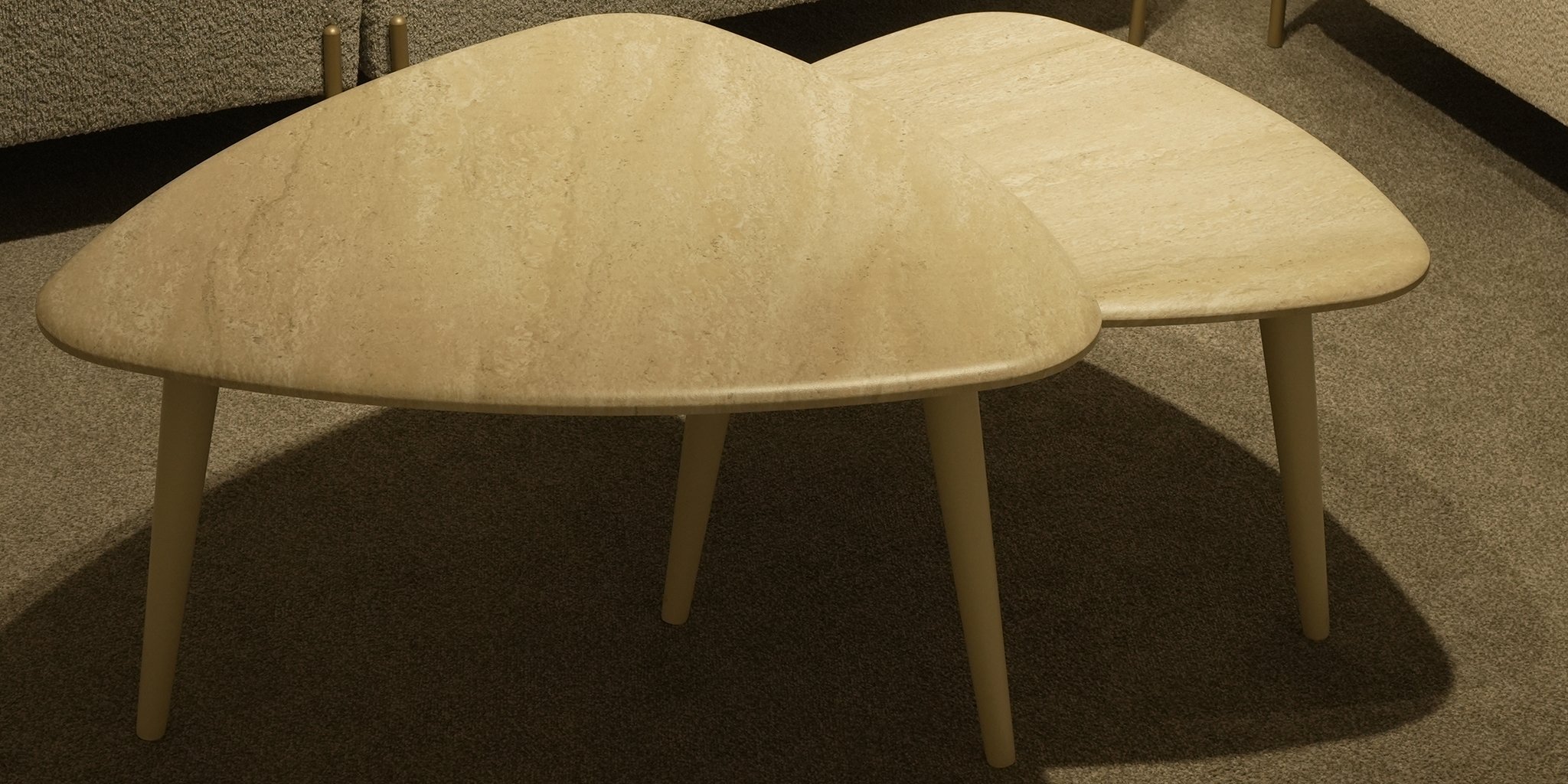 Delta Traverten İkili Sehpa Seti