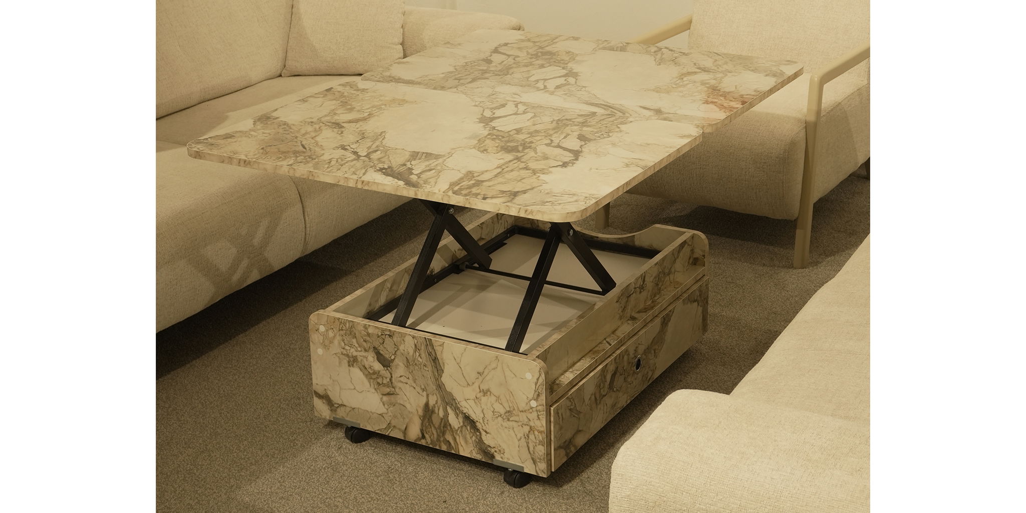 Traverten Akıllı Sehpa