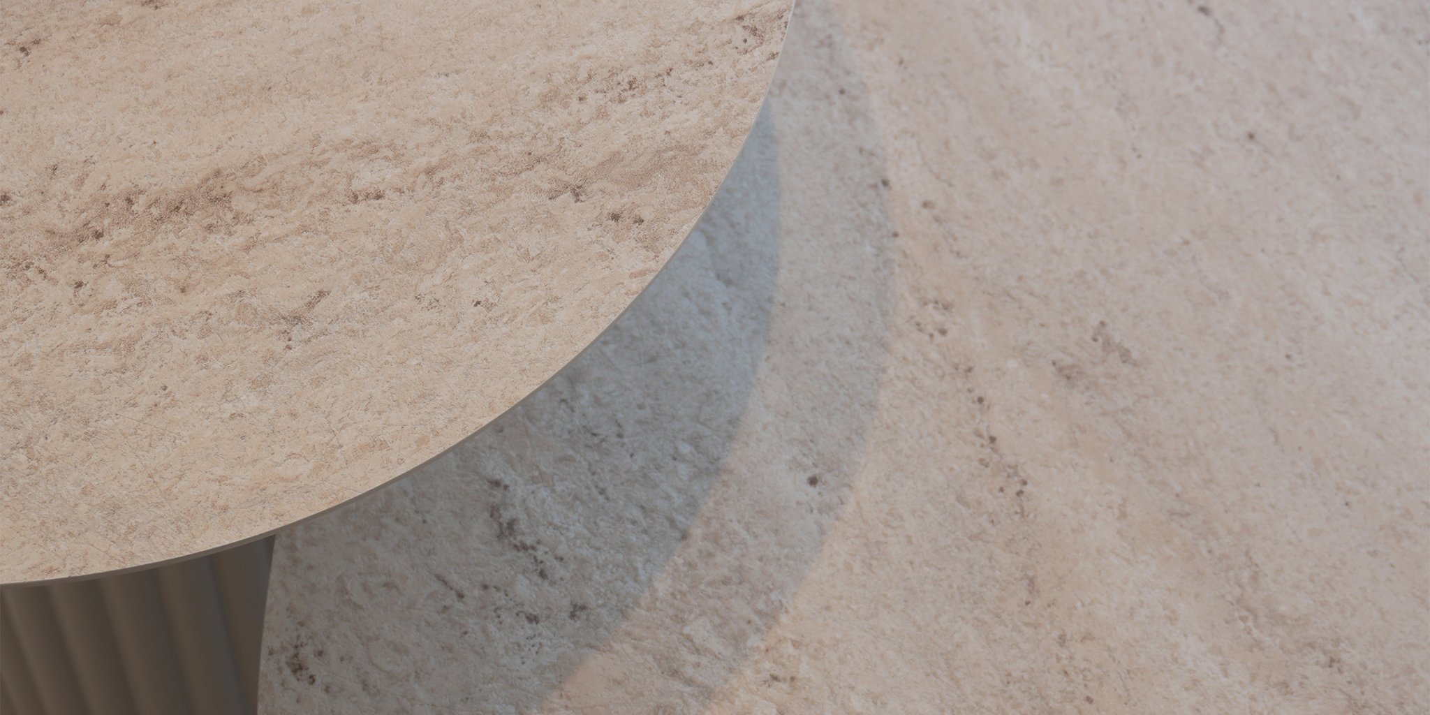 Traverten Yuvarlak Sehpa Seti