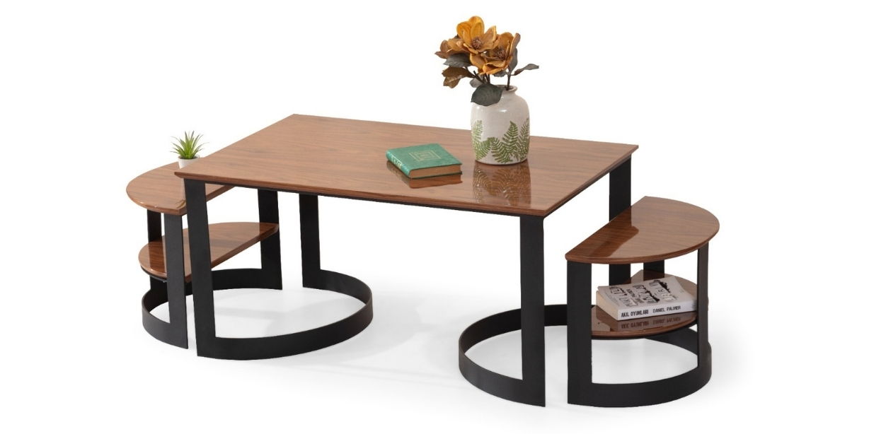 Fuga Fonksiyonel Orta Sehpa Siyah Ayaklı