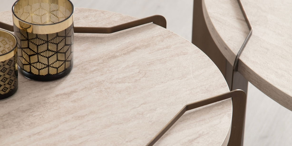 Molly Orta Sehpa Seti Traverten