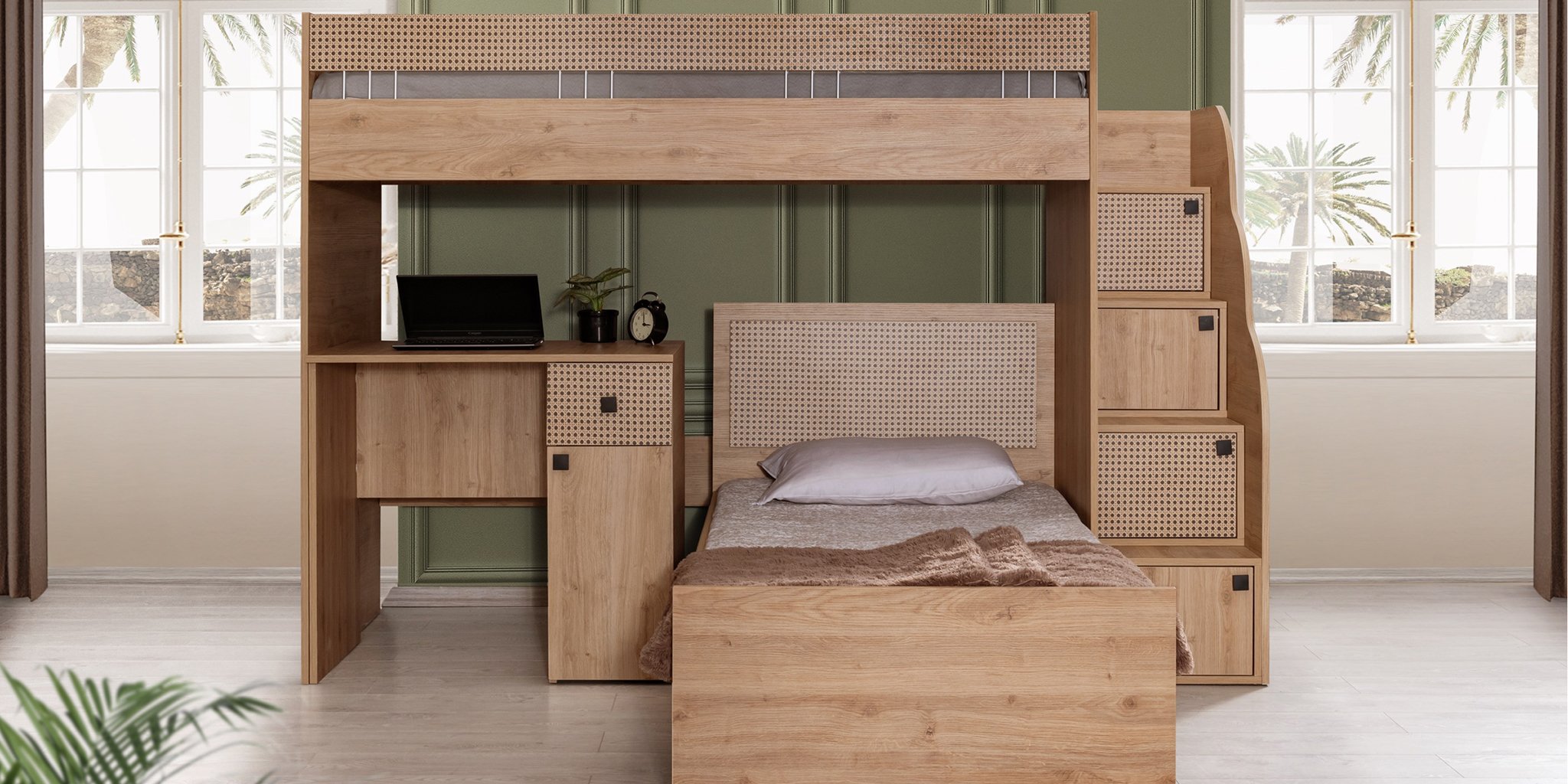 Rustik Dörtlü Ranza Seti