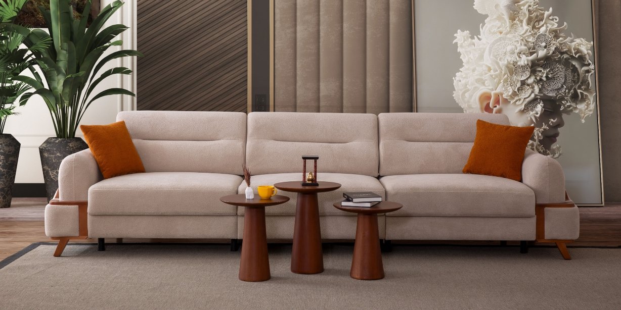 Resital Krem Köşe Koltuk Takımı