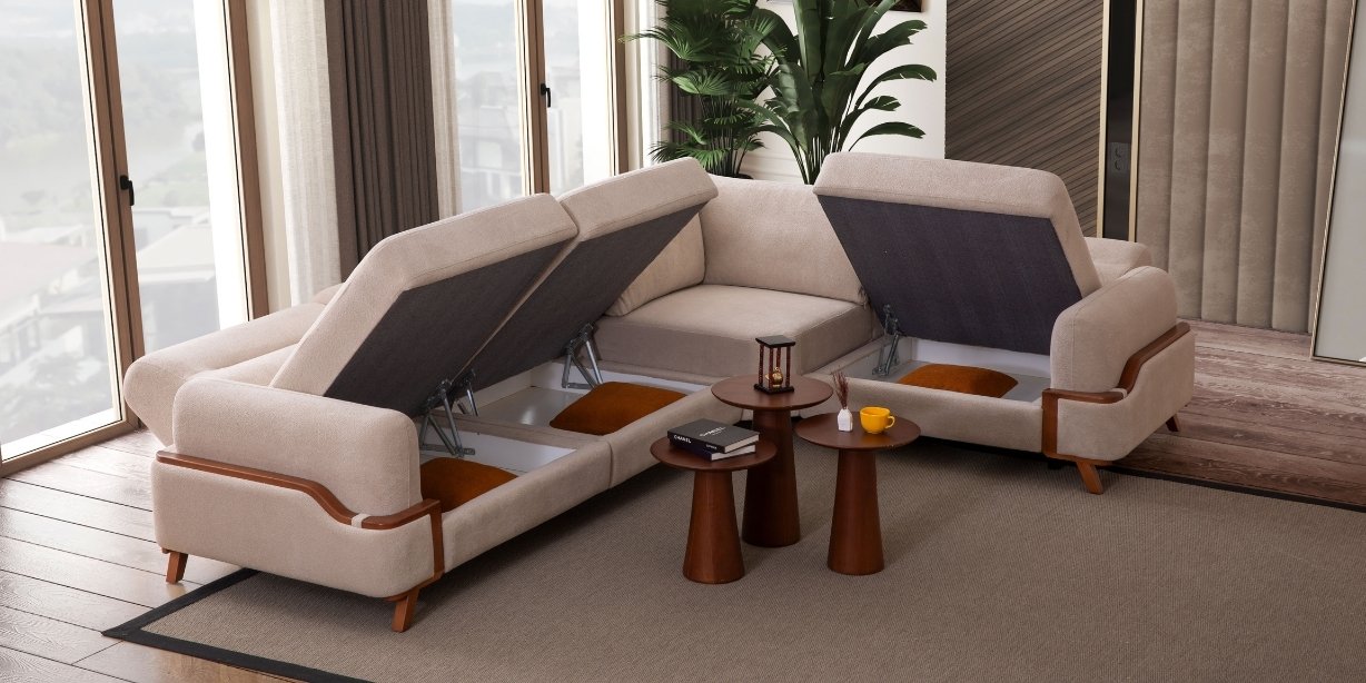 Resital Krem Köşe Koltuk Takımı