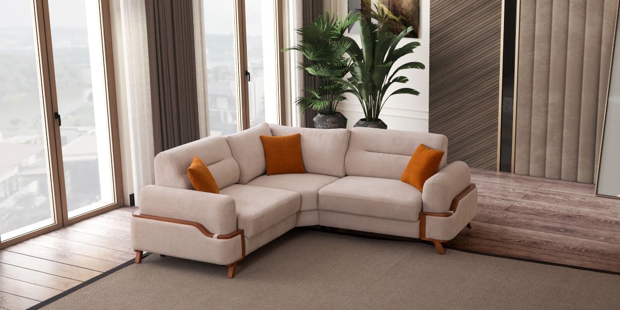 Resital Krem Köşe Koltuk Takımı