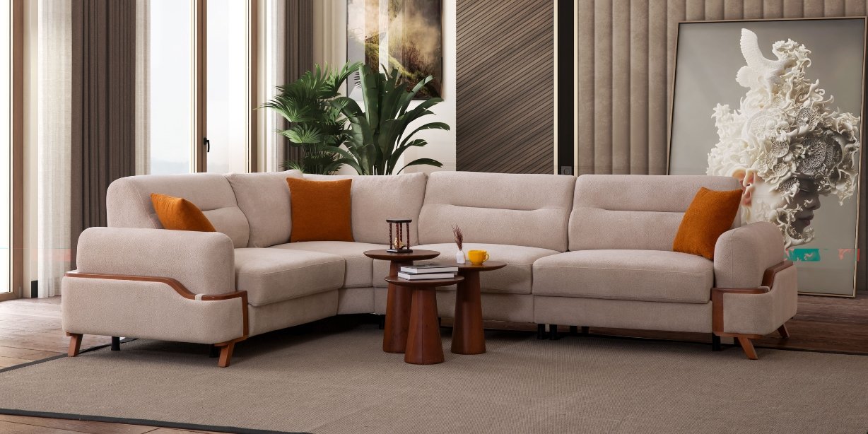 Resital Krem Köşe Koltuk Takımı