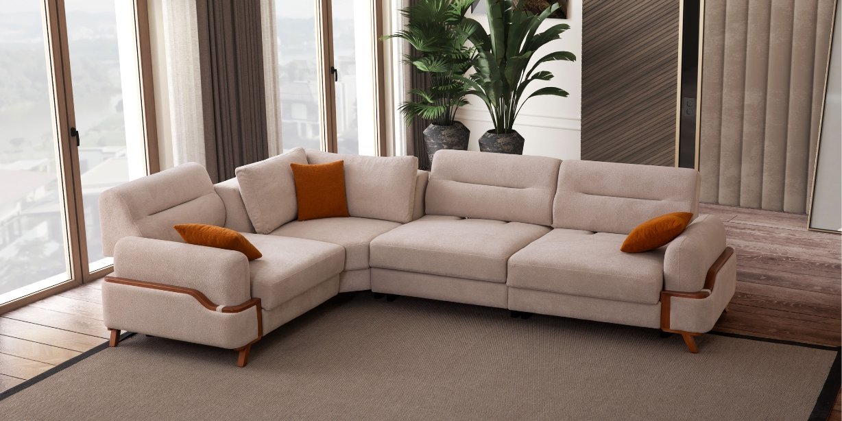 Resital Krem Köşe Koltuk Takımı