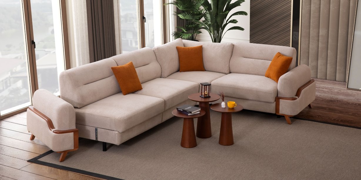 Resital Krem Köşe Koltuk Takımı