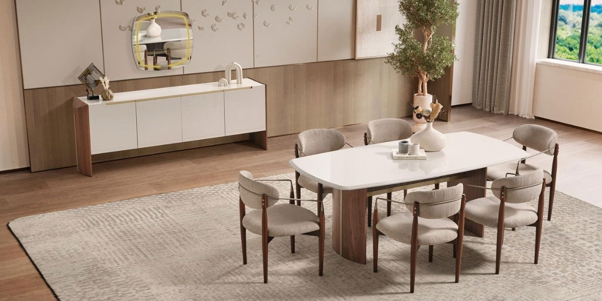 Gloria Yemek Odası Takımı Krem